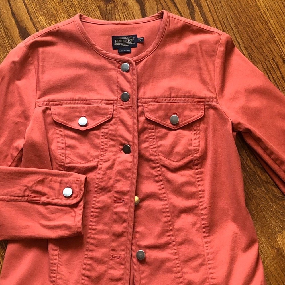 Pendleton Coral Canvas Button-Front Jacket - Size… - image 3